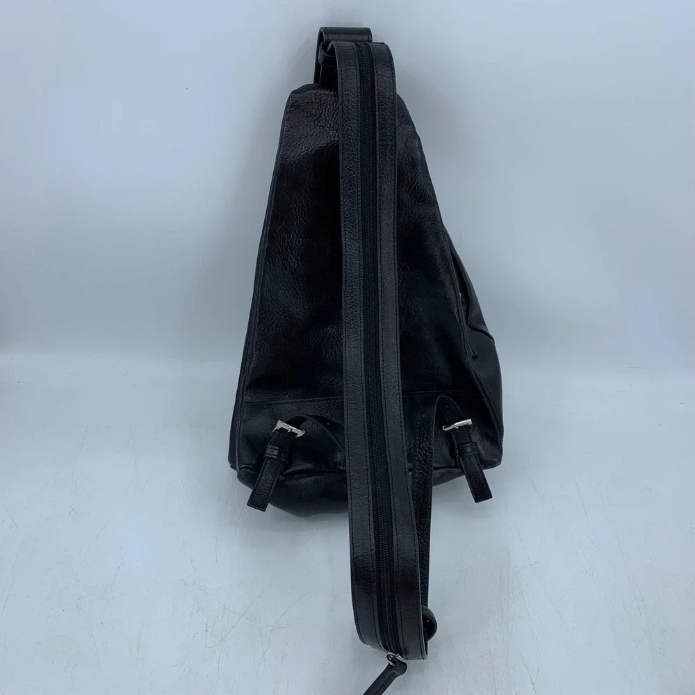 90s Y2K Wilsons Leather Goth Black Italian Leather Convertible Sling Backpack